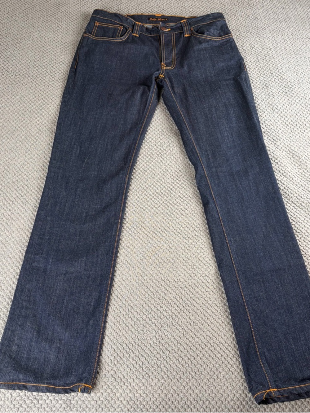 Nudie Jeans Thin Finn Jeans Men Fit *32x33 Dark Blue Organic Stretch Denim Italy